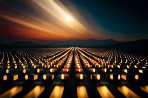 une longue exposition photographier de une champ de lumières. généré par ai photo