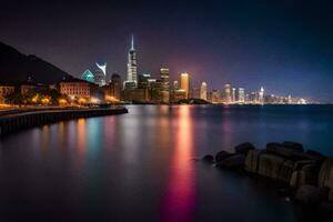 le ville lumières de Hong à nuit. généré par ai photo