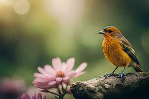 photo fond d'écran oiseau, fleurs, nature, printemps, oiseau, oiseau, oiseau, oiseau, oiseau. généré par ai