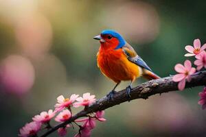 photo fond d'écran le ciel, oiseau, fleurs, le oiseau, le oiseau, le oiseau, le. généré par ai