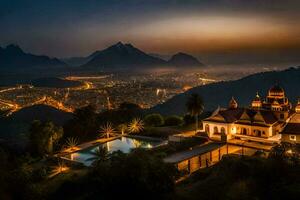 le ville de Katmandou à nuit. généré par ai photo