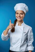 portrait de une chef travail dans une professionnel cuisine. ai génératif photo