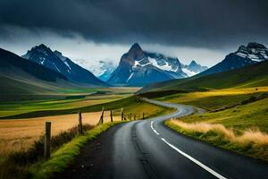 le route à le montagnes. généré par ai photo