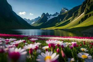 le fleurs de le montagnes. généré par ai photo