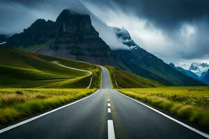 le route à le montagnes. généré par ai photo