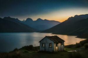 le maison de le lac. généré par ai photo