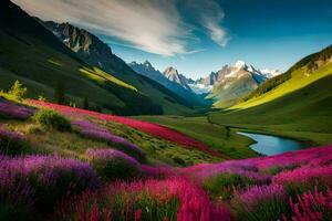 le fleurs de le montagnes. généré par ai photo