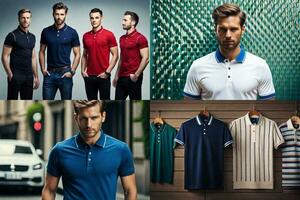 Pour des hommes polo chemises avec différent couleurs et modes. généré par ai photo