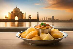 taj Mahal, Inde, Indien nourriture, Indien nourriture, Indien aliments. généré par ai photo