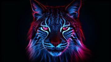 Lynx visage néon coloré sur Contexte photo
