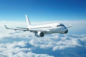 blanc avion dans le ciel, côté voir. génératif ai photo