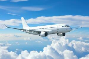 blanc avion dans le ciel, côté voir. génératif ai photo