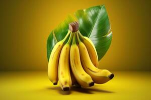 ai génératif bouquet de bananes sur Jaune Contexte. 3d rendre illustration. photo