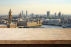 vide table surface flou Repères autour le monde dans le Contexte. génératif ai photo