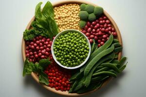 des légumes et céréales, nourriture pour gens qui ne le fais pas manger Viande. génératif ai photo