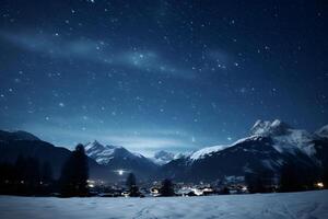 étoilé ciel plus de montagnes ai génératif photo