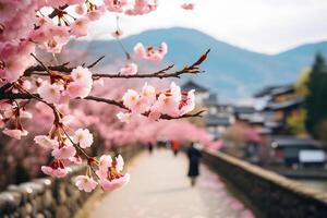 Cerise Floraison dans tokyo dans printemps ai génératif photo