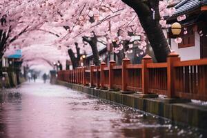 Cerise Floraison dans tokyo dans printemps ai génératif photo