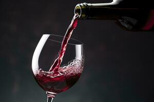 verser rouge du vin dans une du vin verre. ai génératif photo