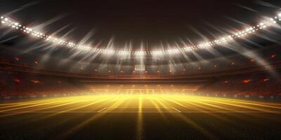 le Football stade à nuit. génératif ai photo