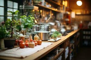 paisible situation de le après midi dans le cuisine ai généré photo