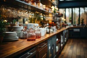 paisible situation de le après midi dans le cuisine ai généré photo