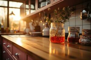 paisible situation de le après midi dans le cuisine ai généré photo