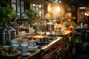 paisible situation de le après midi dans le cuisine ai généré photo