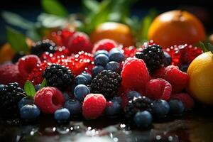 mélanger fruit prêt à servir dans le cuisine table ai généré photo