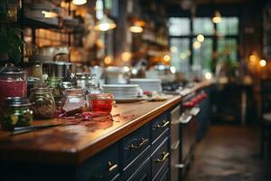 paisible situation de le après midi dans le cuisine ai généré photo