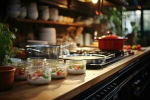 paisible situation de le après midi dans le cuisine ai généré photo