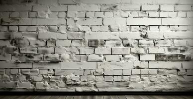 panoramique texture, vieux détruit blanc brique mur - image établi par ai photo