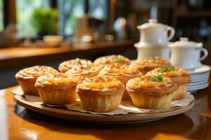 Photos de tartes dans intérieur cuisine table photo studio ai généré