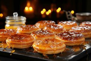 Photos de tartes dans intérieur cuisine table photo studio ai généré