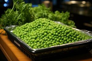 Photos de pois dans intérieur cuisine photo studio ai généré