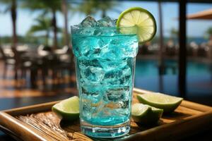 océan bleu la glace boisson pour été ai généré photo