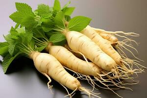 Photos de ginseng dans intérieur photo studio ai généré