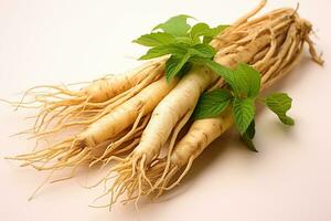 Photos de ginseng dans intérieur photo studio ai généré