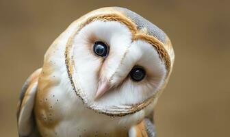 tyto Alba diriger, une commun Grange hibou. proche en haut. génératif ai photo