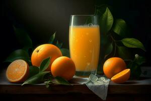 Orange jus verre. produire ai photo