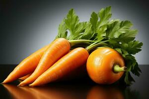 Photos de carotte dans cuisine table ai généré