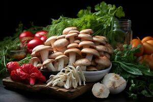 assortiment divers sortes de champignons ai généré photo