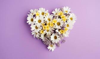 floral composition avec marguerites et minuscule blanc fleurs. ai génératif photo