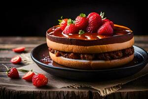 une Hamburger avec des fraises sur Haut. généré par ai photo