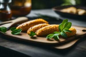 blé sur le épi avec herbes et épices. généré par ai photo