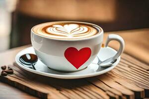 une tasse de café avec une cœur. généré par ai photo