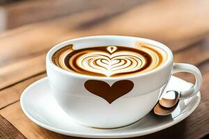 une tasse de café avec une cœur dans le mousse. généré par ai photo