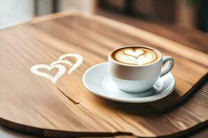 une tasse de café avec une cœur tiré sur il. généré par ai photo