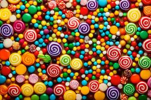 coloré bonbons est montré dans cette image. généré par ai photo