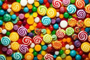 coloré bonbons est montré dans cette image. généré par ai photo